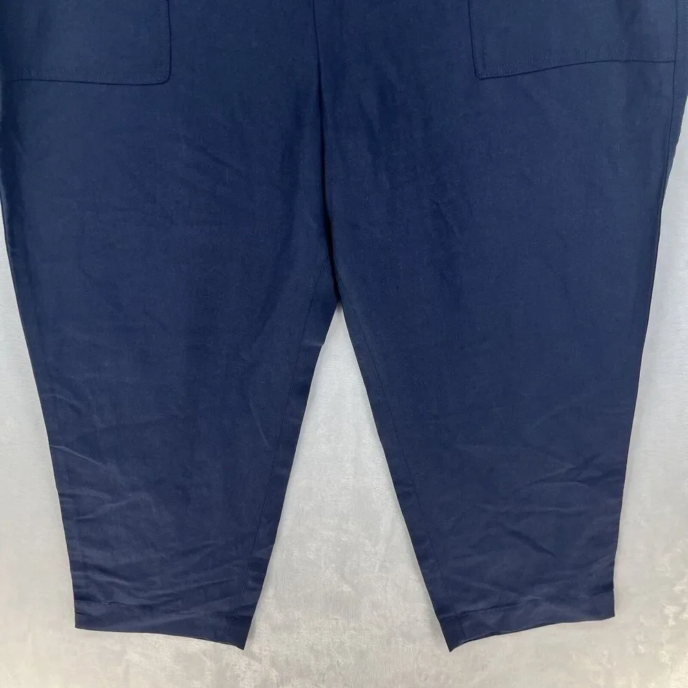 Banana Republic Pull On Linen Blend Crop Pants Women’s‎ Sz XL Navy NEW